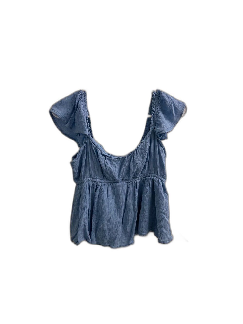 Hollister Light Blue Ruffled Sleeve Peplum Camisole-MD
